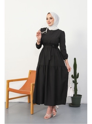 Black - Modest Dress - Bestenur