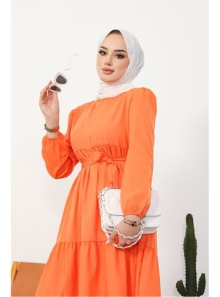 Orange - Modest Dress - Bestenur
