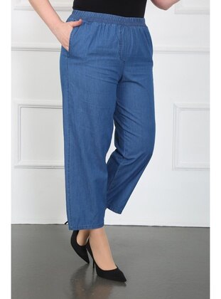 Navy Blue - Plus Size Pants - By Alba Collection