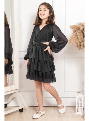 Black - Girls` Evening Dress - MFA Moda