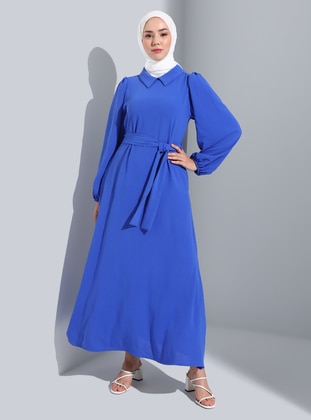 Saxe Blue - Point Collar - Unlined - Modest Dress - Refka