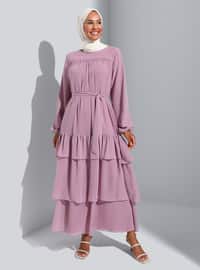 Dusty Lilac - Crew neck - Fully Lined - Modest Dress