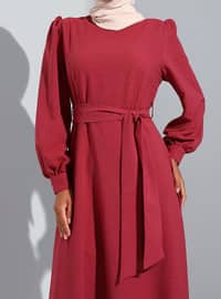 Dusty Rose - Floral - Shawl - Crew neck - Fully Lined - Modest Dress