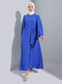 ساكس الأزرق - قبة بارزة - نسيج غير مبطن - فستان