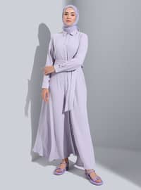 Lilac - Point Collar - Unlined - Modest Dress