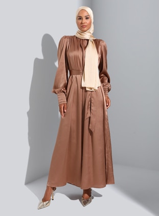 Light Coffe Brown - Modest Dress - Refka
