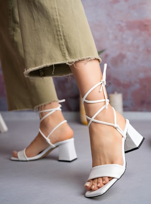 White - High Heel - Faux Leather - Heels - Shoescloud