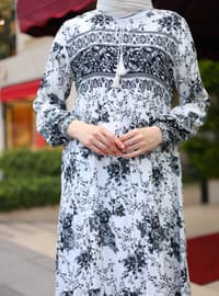 Anthracite - Multi - Unlined - Modest Dress