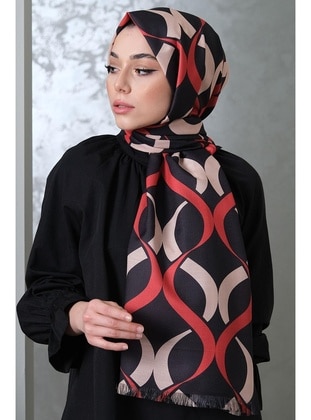 Red - Printed - Shawl - Afvente