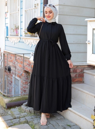 Black - Modest Dress - Ensa Tesettür