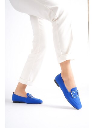 300gr - Blue - Flat Shoes - Moda Değirmeni