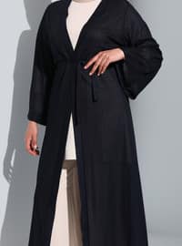Unlined - Navy Blue - Plus Size Kimono