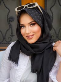 أسود - منمق - قطن - حجابات جاهزة