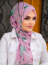 Dusty Rose - Printed - Crepe - Instant Scarf