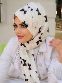 Ice - White - Printed - Crepe - Instant Scarf