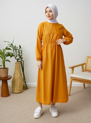 Mustard - Modest Dress - Por La Cara