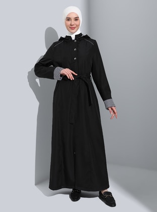 Black - Fully Lined -  - Trench Coat - Olcay