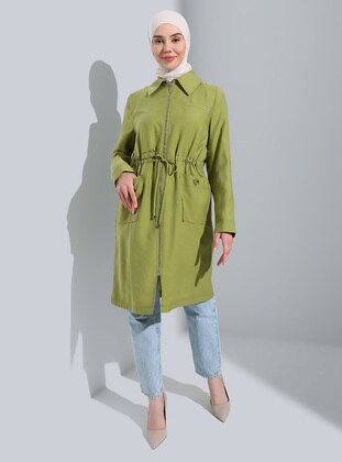 Green - Unlined - Point Collar - Topcoat - Olcay