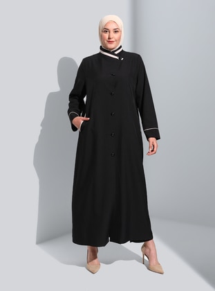 Black - Fully Lined - Button Collar - Topcoat - Olcay