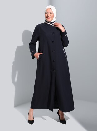 Navy Blue - Fully Lined - Button Collar - Topcoat - Olcay