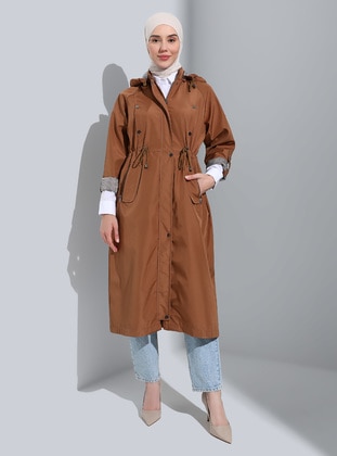 Tan - Half Lined -  - Trench Coat - Olcay