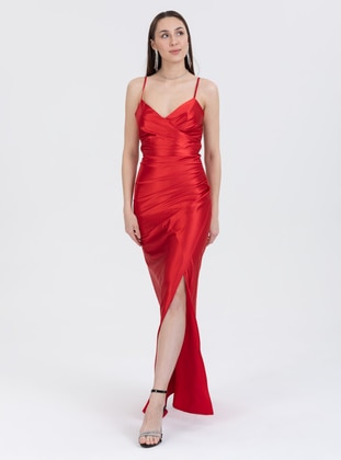 Fully Lined - Red - Evening Dresses - Meksila