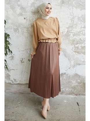 Dark Coffe Brown - Unlined - Skirt - InStyle