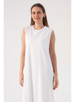 White - Unlined - Crew neck - Modest Dress - ALLDAY