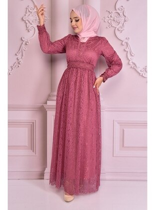 Lace Evening Dress Rose Color Nev14911