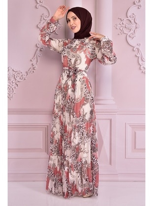 Salmon - Modest Dress - Moda Merve
