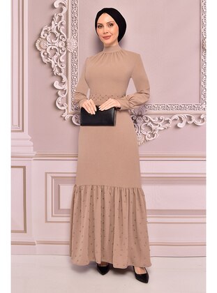 Beige - Modest Evening Dress - Moda Merve