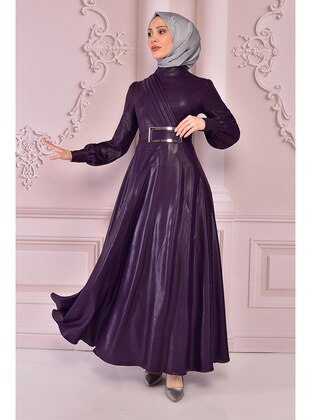 Purple - Modest Dress - Moda Merve