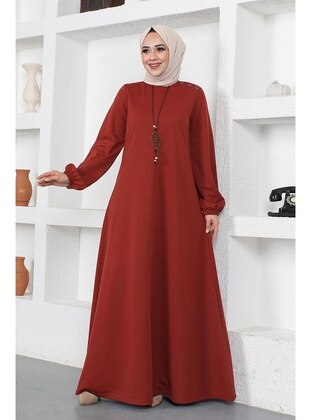 Brick Red - Modest Dress  - Modapinhan