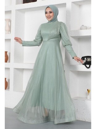 Mint Green - Modest Evening Dress - MISSVALLE