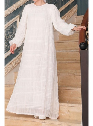 White - Modest Dress - Giyimim Store
