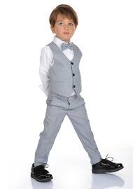 Boy'S Suit With Vest-Gray