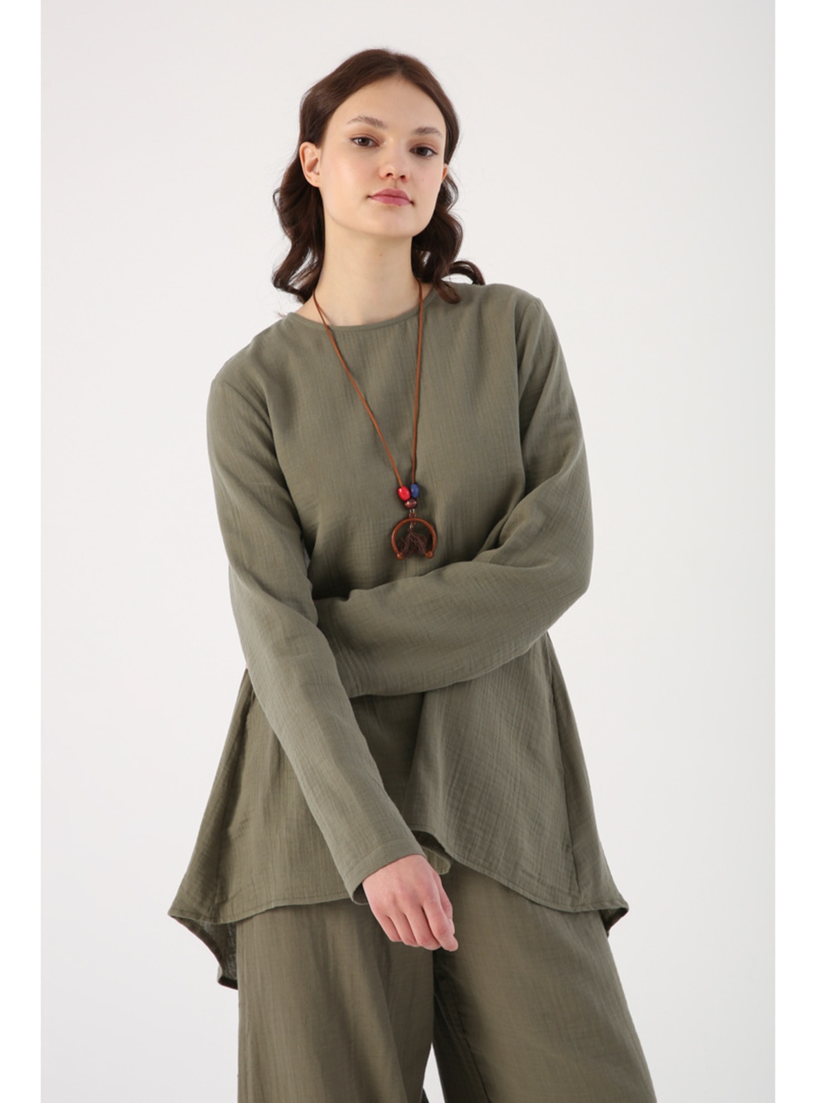 Green - Crew neck - Tunic