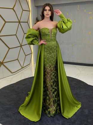 Fully Lined - Pistachio Green - Evening Dresses - Piennar