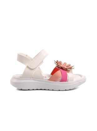 White - Fuchsia - Kids Sandals - Ayakmod