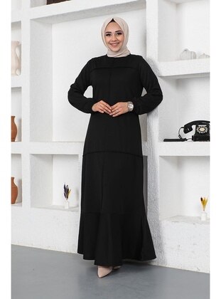 Black - Modest Dress - Modapinhan