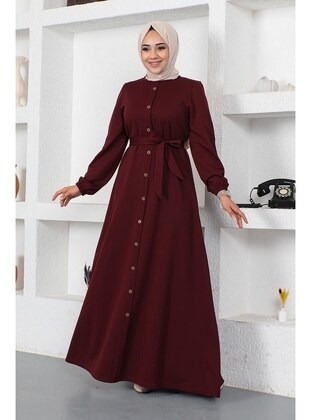 Burgundy - Modest Dress - Modapinhan