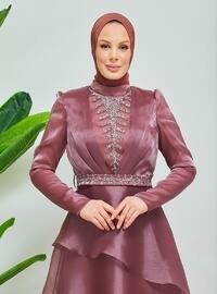Dusty Rose - Fully Lined - Crew neck - 500gr - Modest Evening Dress