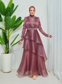 Dusty Rose - Fully Lined - Crew neck - 500gr - Modest Evening Dress