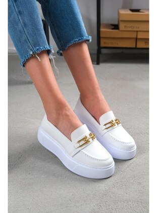 White - Loafer - Casual Shoes - DİVOLYA