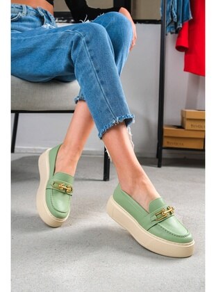Sea Green - Loafer - Casual Shoes - DİVOLYA