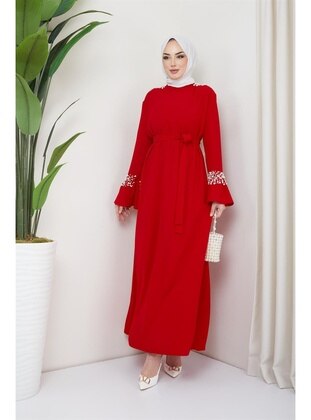 Red - Modest Evening Dress - Hakimoda