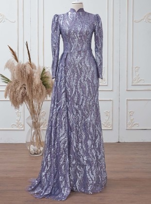 Sevil Evening Dress - Lilac - Aslan Polat