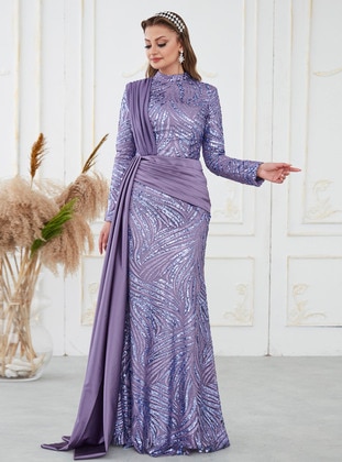 Lilac - Fully Lined -  - Modest Evening Dress - Aslan Polat