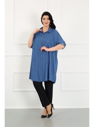 Navy Blue - Plus Size Tunic - By Alba Collection