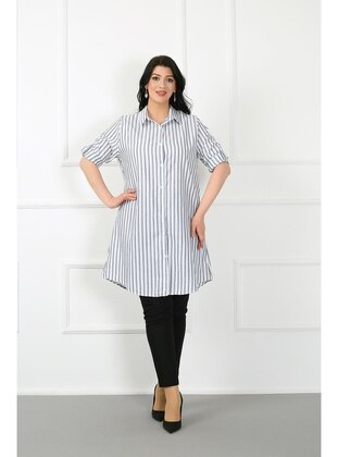 Blue - Plus Size Tunic - By Alba Collection